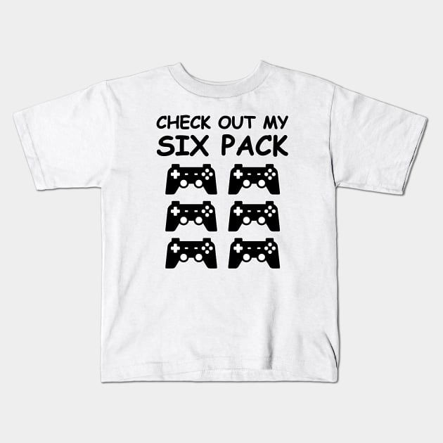 Check Out My Six Pack - Joysticks - Funny Gaming Design Kids T-Shirt by DesignWood Atelier